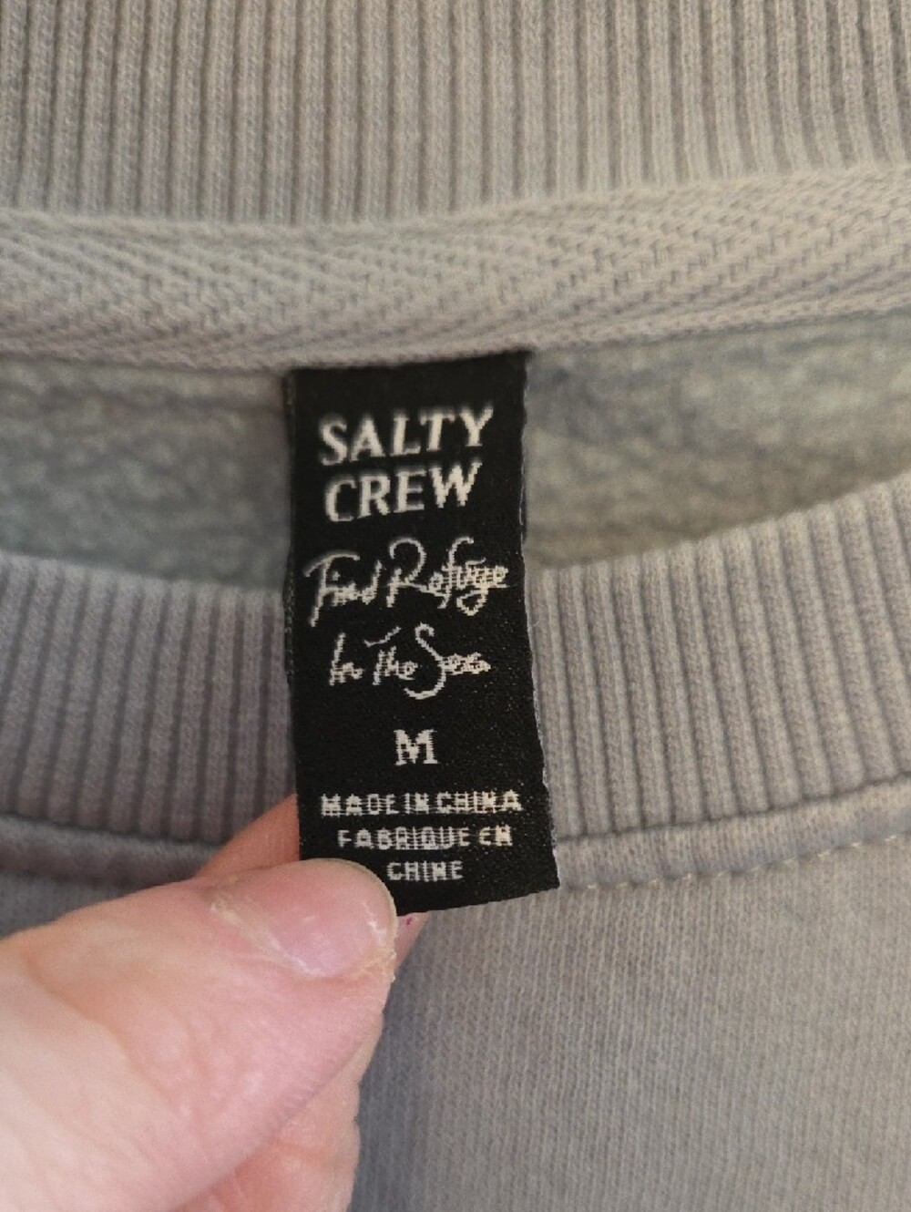 Salty Crew Light Gray Crewneck Sweatshirt with Diamond Chest Patch - Picture 2 of 5
